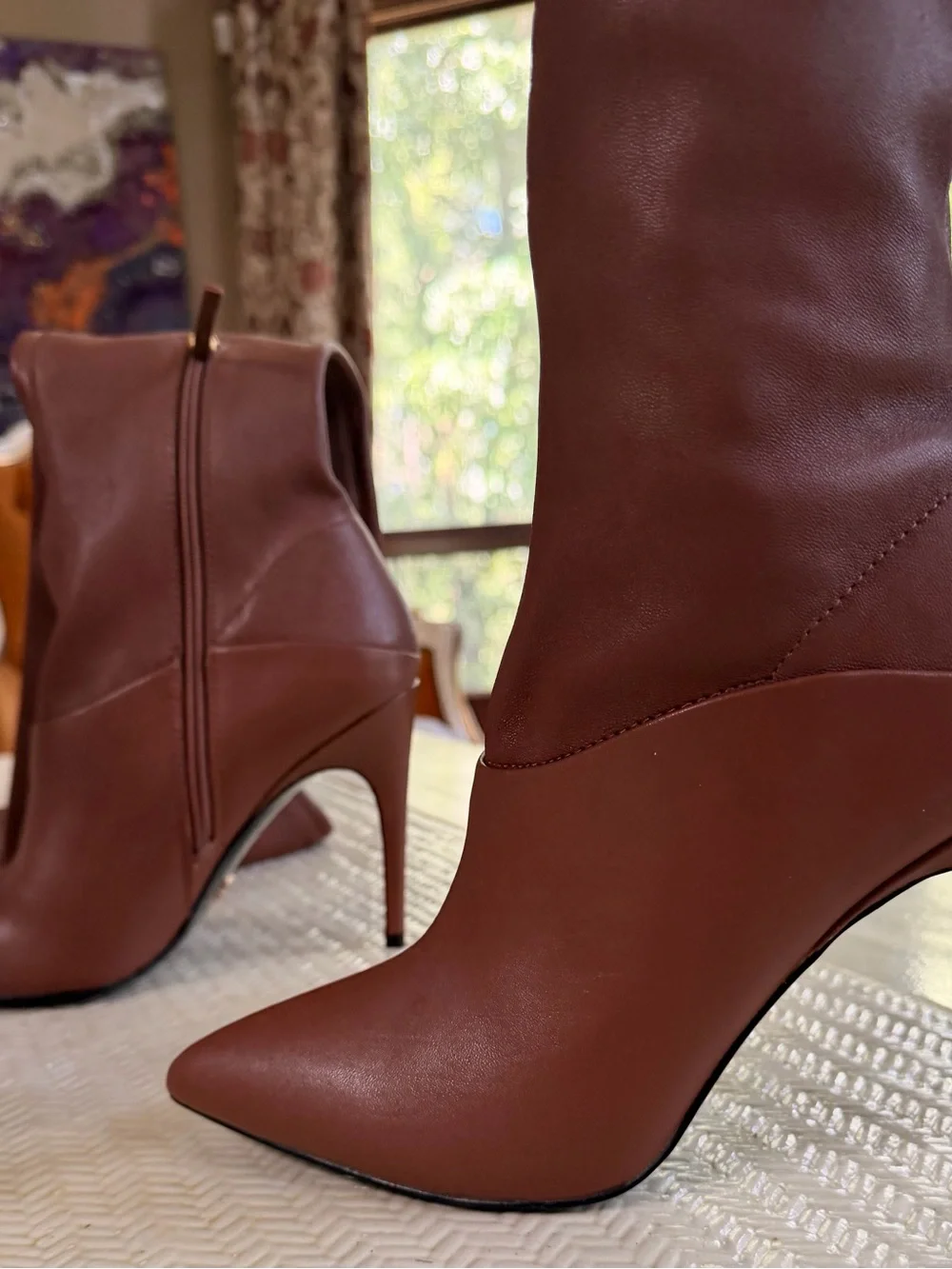 natural & sexy af — — REISS  39 Brown Leather Over the Knee Stiletto